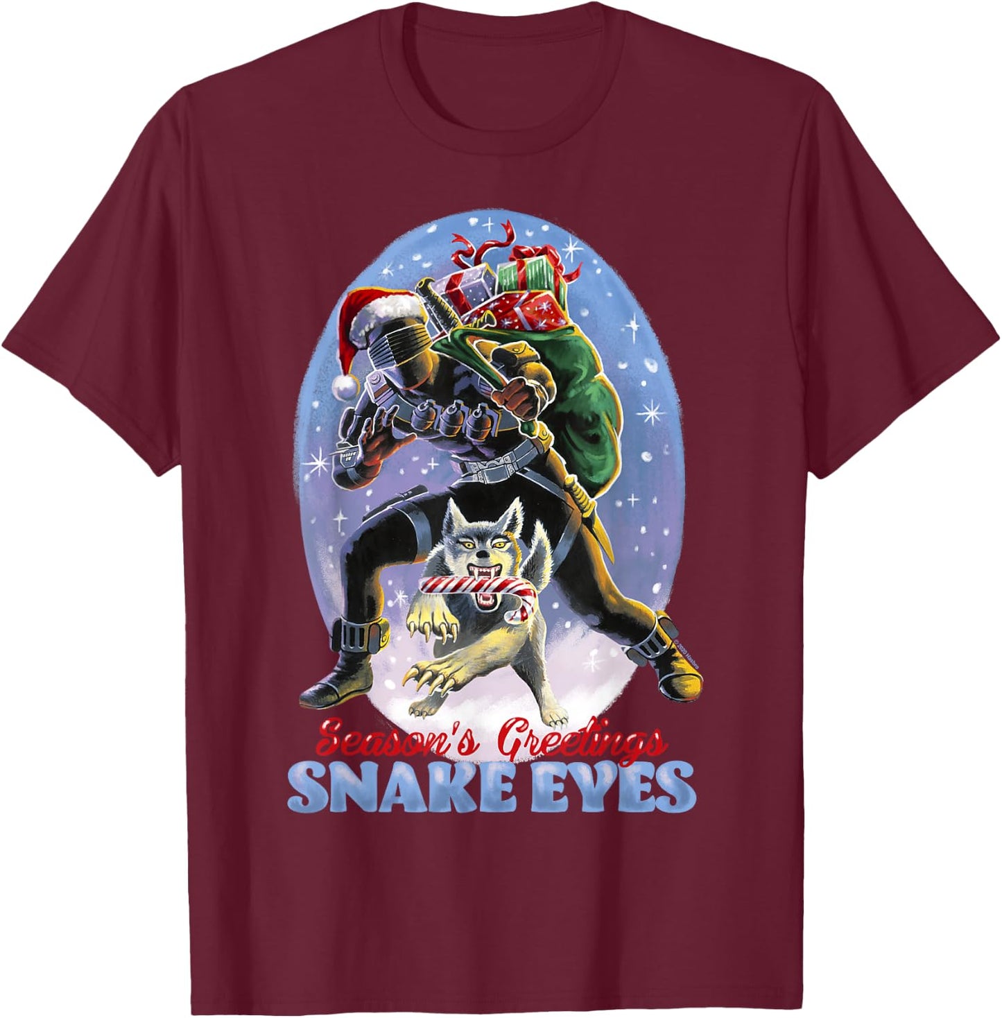 G.I. Joe Christmas Snake Eyes Season's Greetings T-Shirt - T-Shirt | Maroon