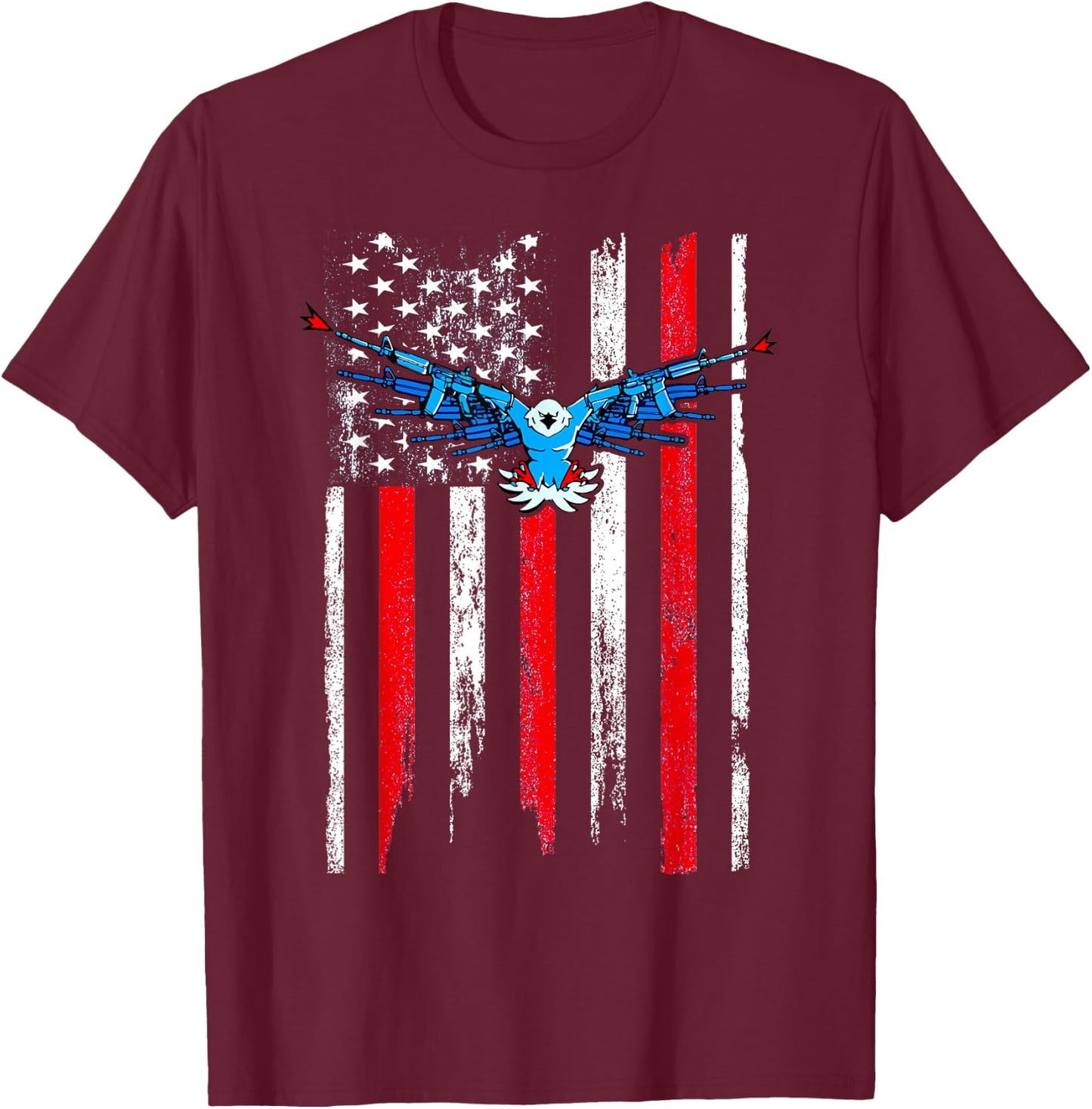 American Flag Demolition Ranch T-Shirt - T-Shirt | Maroon