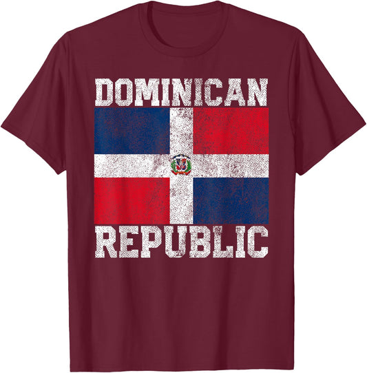 Dominican Republic Flag National Pride Roots Country Family T-Shirt - T-Shirt | Maroon