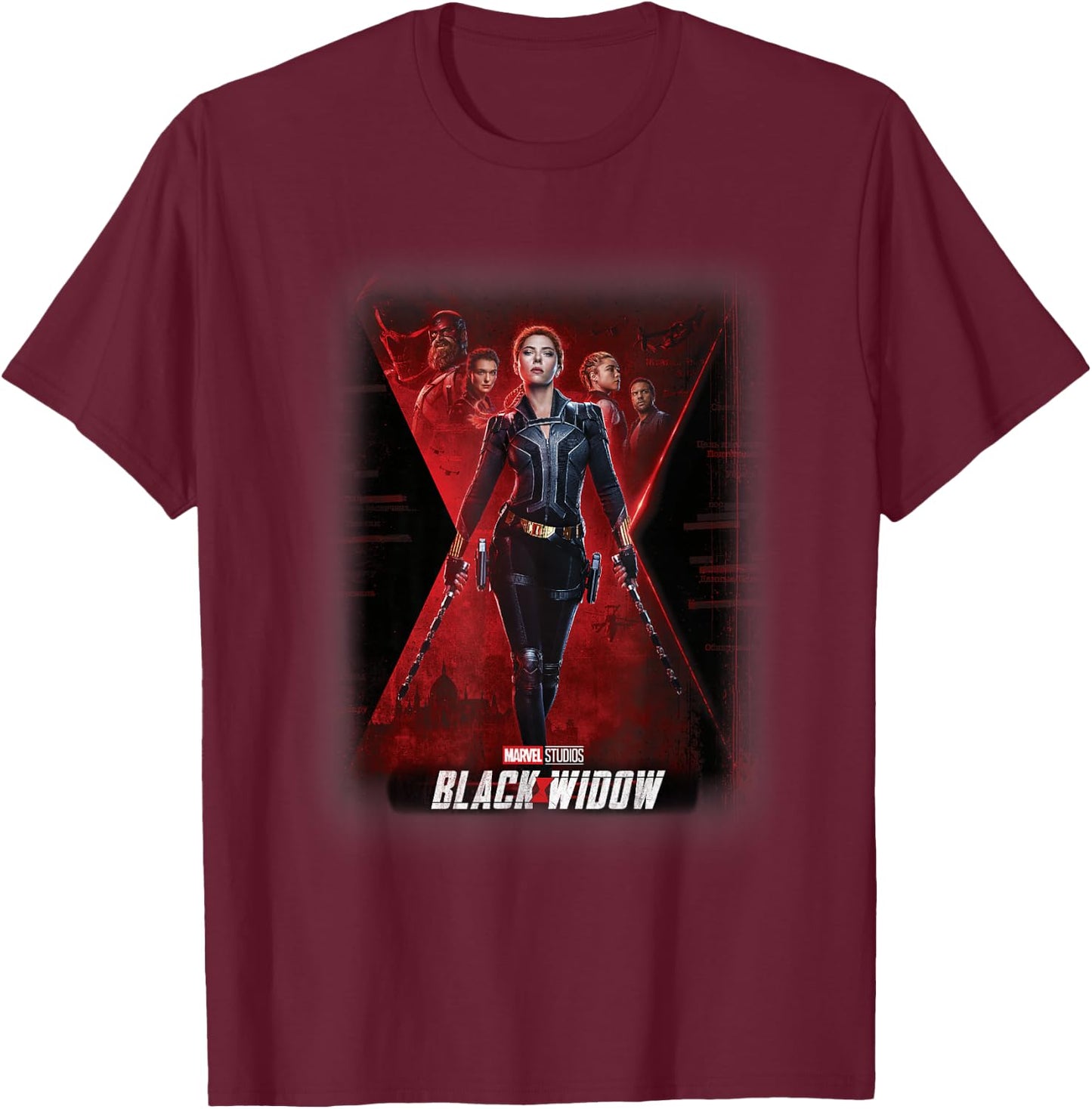 Marvel Black Widow Group Shot Poster T-Shirt - T-Shirt | Maroon