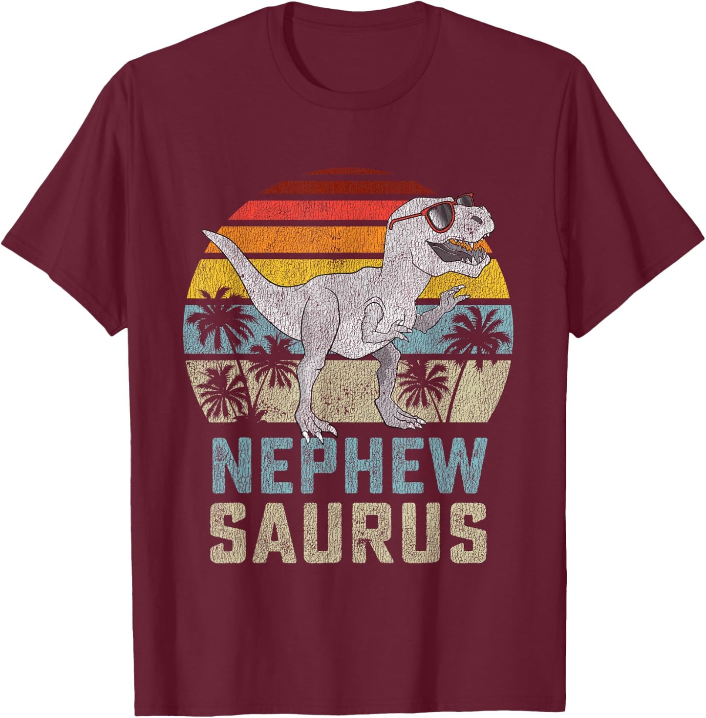 Nephewsaurus T Rex Dinosaur Nephew Saurus Family Matching T-Shirt - T-Shirt | Maroon