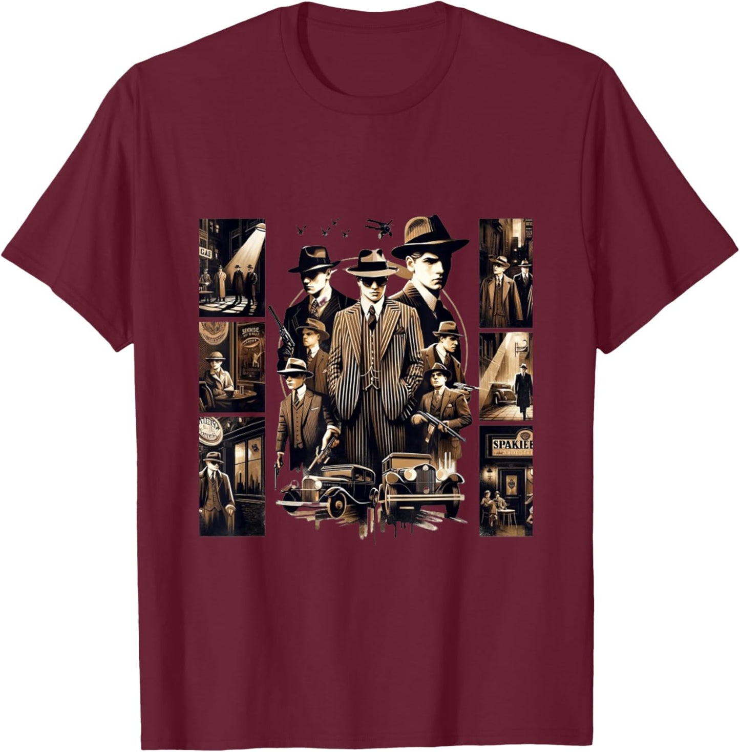 Gangsters Speakeasys 1920's Prohibition era T-Shirt - T-Shirt | Maroon