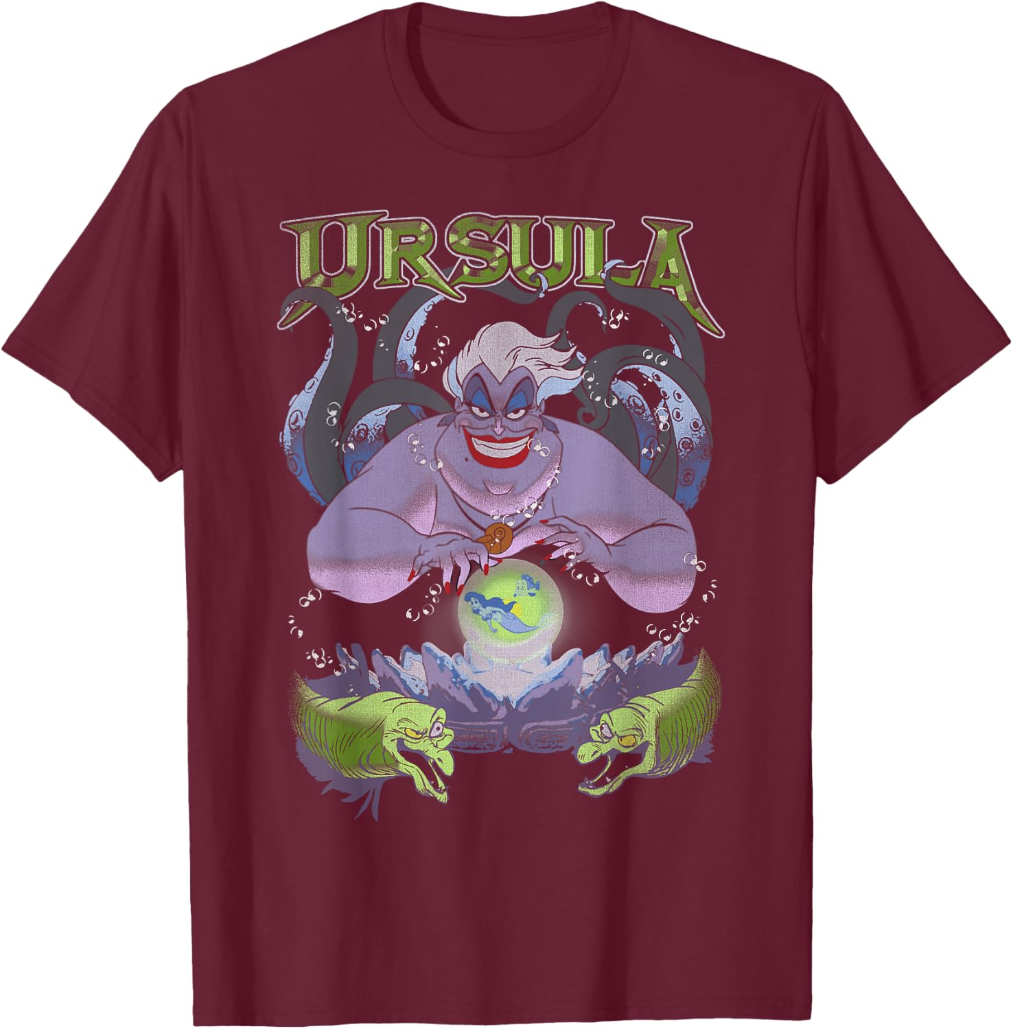 Disney The Little Mermaid Ursula Cauldron Dark Portrait T-Shirt - T-Shirt | Maroon