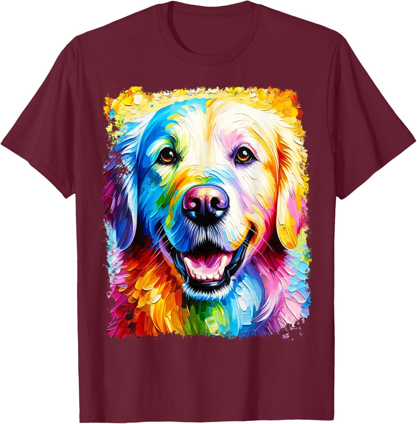 Golden Retriever Rainbow T-Shirt - T-Shirt | Maroon