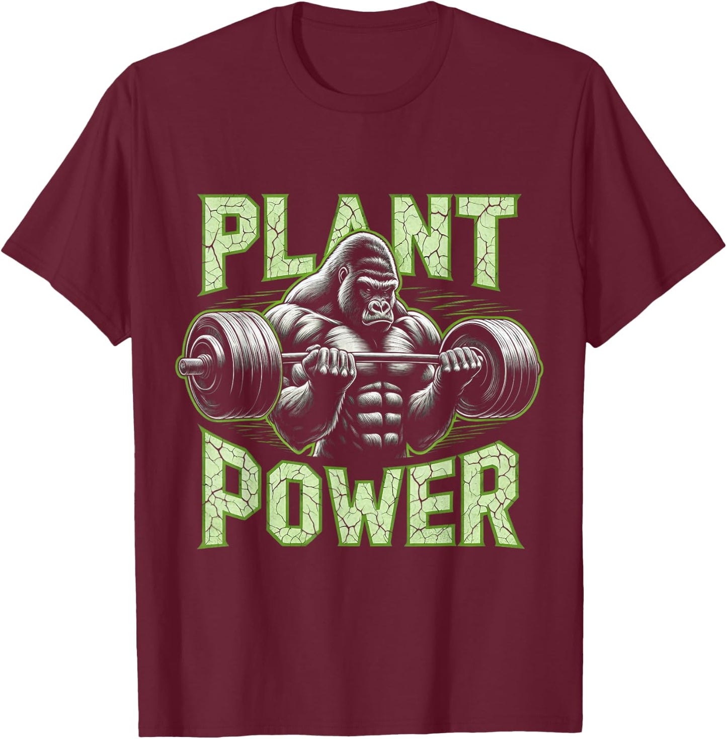 Plant Power - Vegan and Vegetarian Gym Workout Fitness T-Shirt - T-Shirt | Maroon