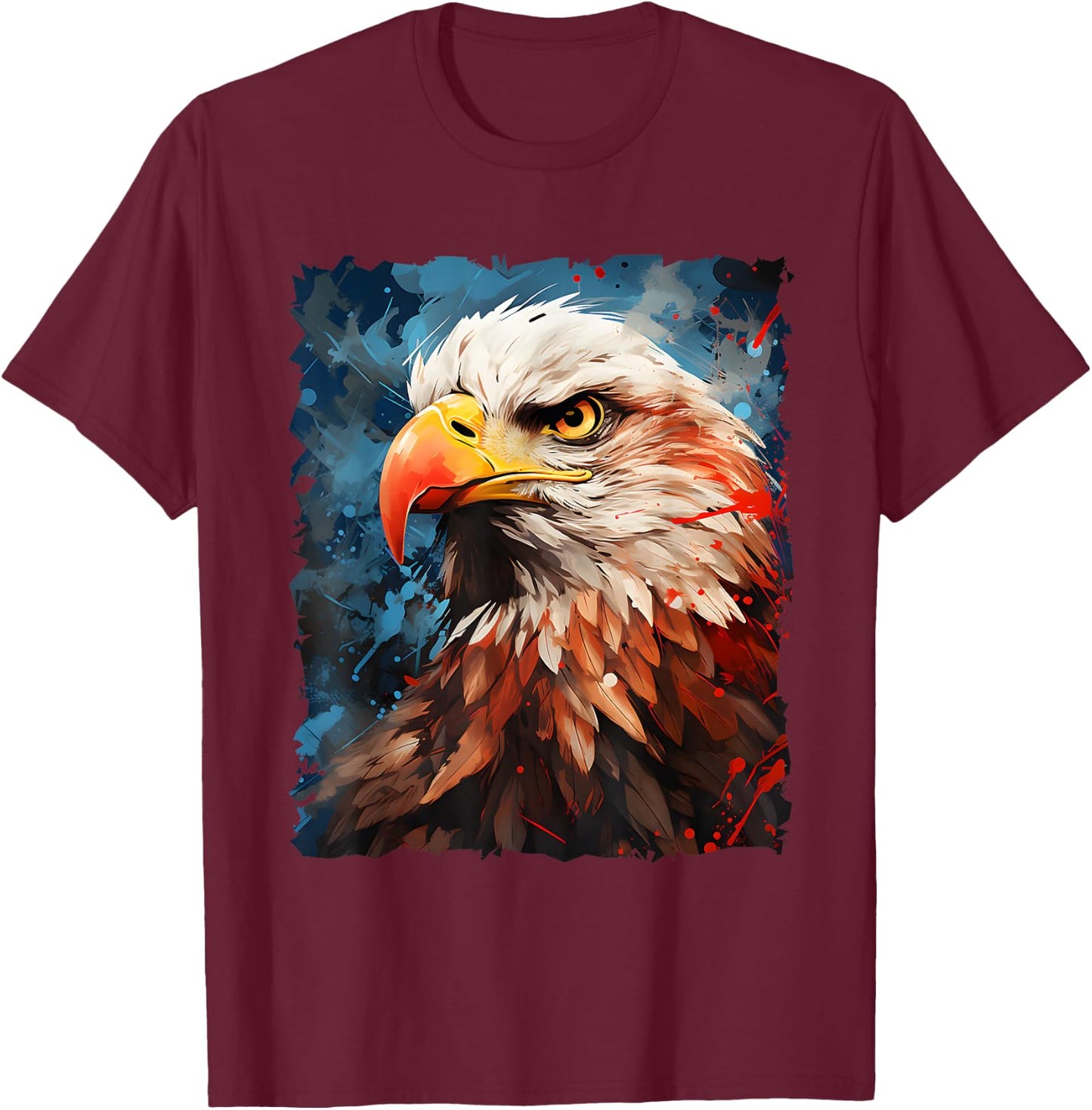 USA Colors Bald Eagle Patriotic 4th July American Bird T-Shirt - T-Shirt | Maroon