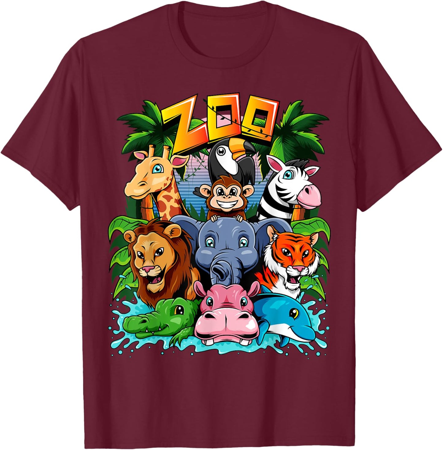 Zoo Animal Kids Boys Girls Teacher School Excursion T-Shirt - T-Shirt | Maroon