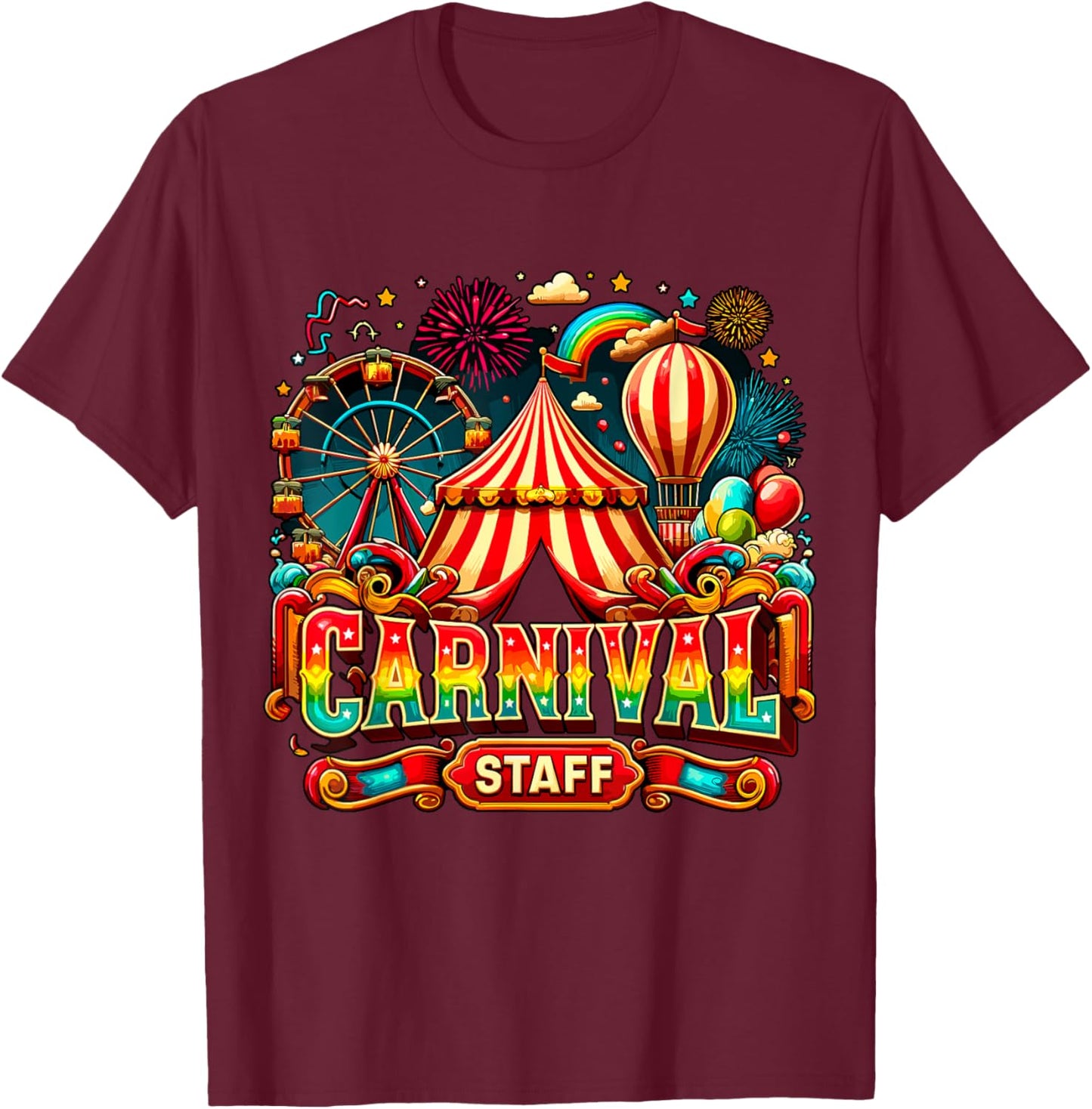 Carnival Staff Matching Circus T-Shirt - T-Shirt | Maroon