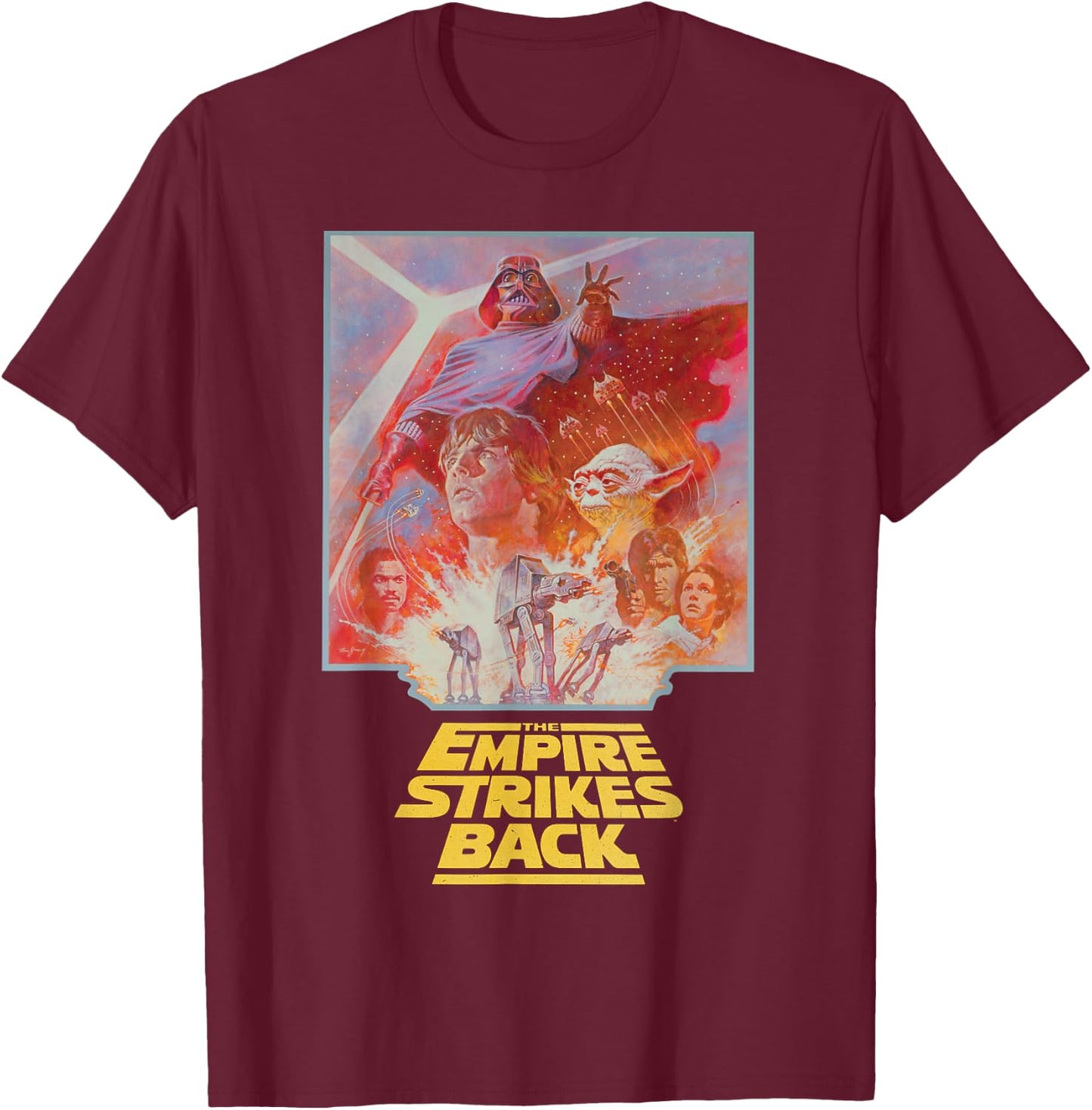 Star Wars The Empire Strikes Back Vintage Poster Art T-Shirt - T-Shirt | Maroon