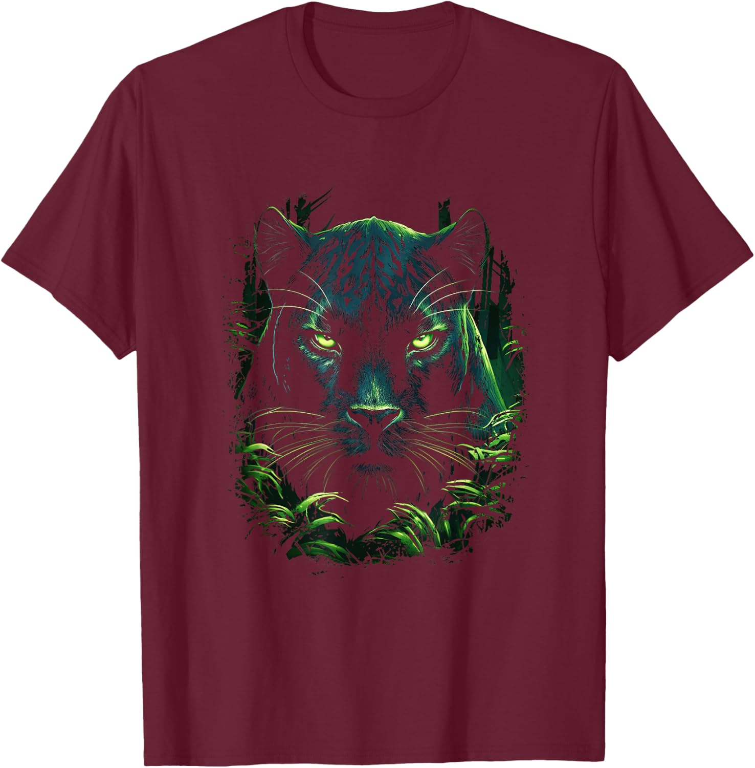 Panther with beautiful green eyes black panthers T-Shirt - T-Shirt | Maroon