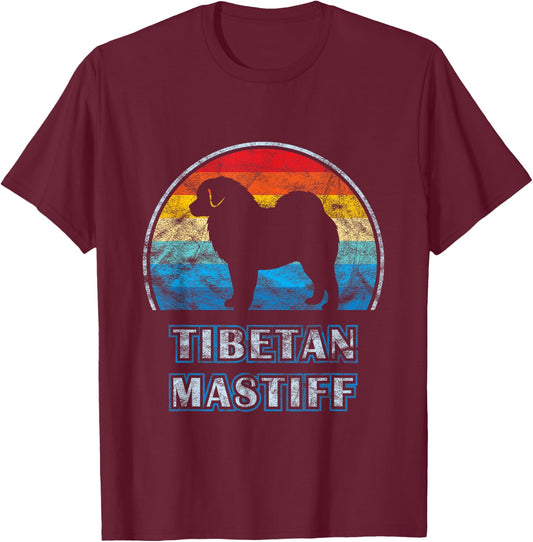 Tibetan Mastiff Vintage Design Dog T-Shirt - T-Shirt | Maroon