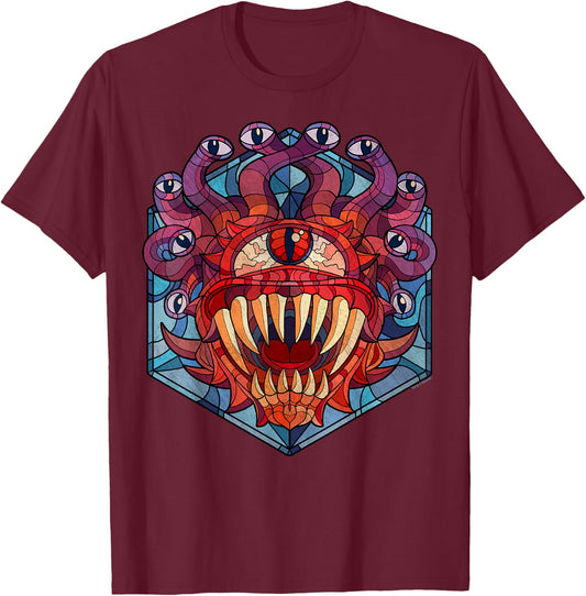 Dungeons & Dragons Beholder Stained Glass T-Shirt - T-Shirt | Maroon