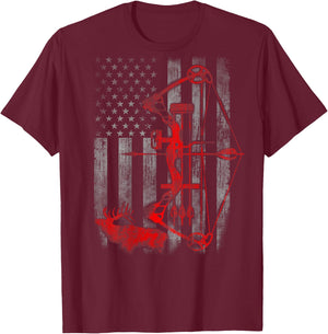 Bow Deer hunting flag Archery T-Shirt - T-Shirt | Maroon