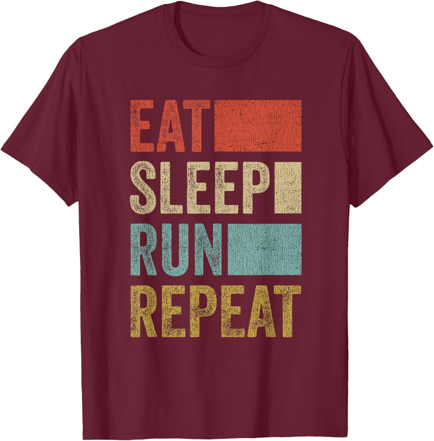 Retro Runner Outfit Eat Sleep Run Repeat Funny Running T-Shirt - T-Shirt | Maroon