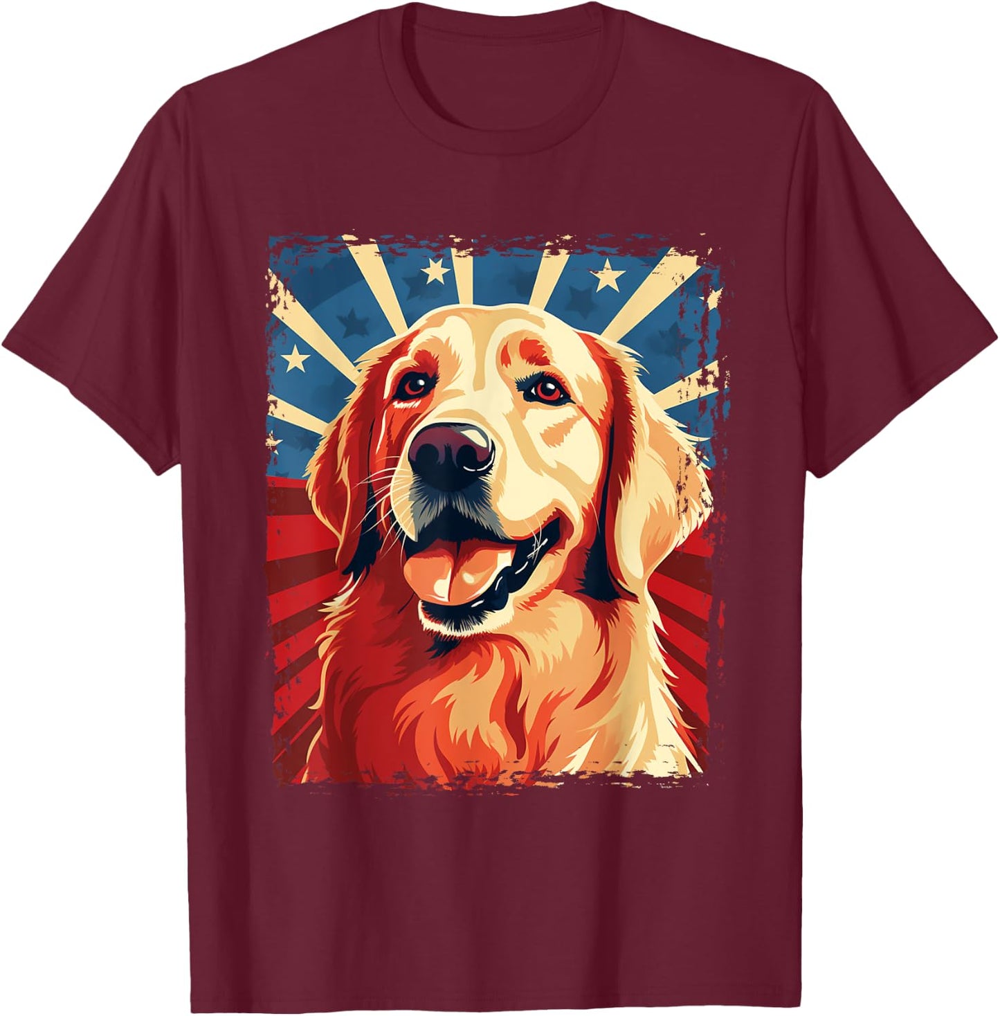 Golden Retriever for Kid Boys Girls Funny USA Dog T-Shirt - T-Shirt | Maroon