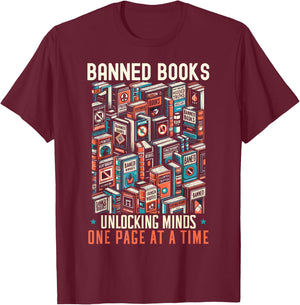 Read Banned Books Bookworm Book Lover Reading Literature T-Shirt - T-Shirt | Maroon