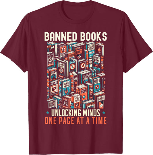 Read Banned Books Bookworm Book Lover Reading Literature T-Shirt - T-Shirt | Maroon