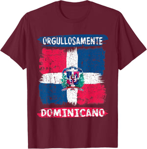 Dominican Republic Flag Painted Orgullosamente Dominicano T-Shirt - T-Shirt | Maroon