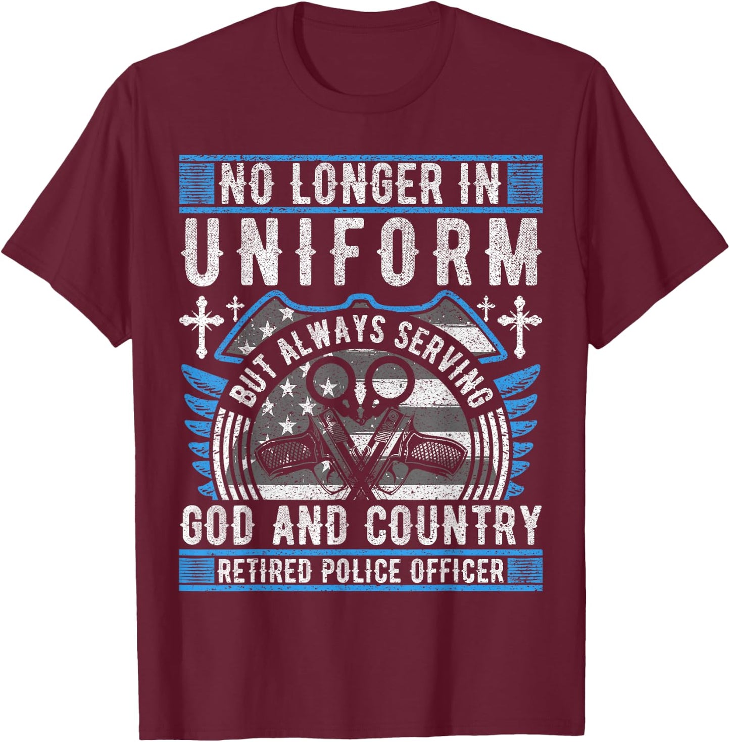Police Officer Vintage Flag - Retired Police T-Shirt - T-Shirt | Maroon