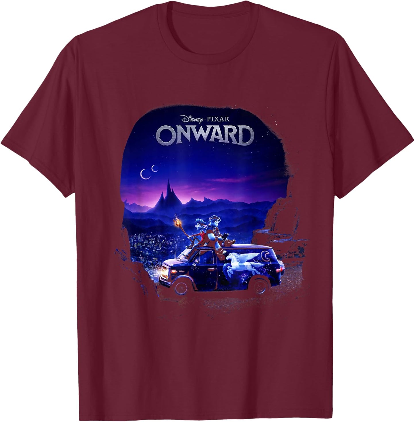Disney Pixar Onward Poster Fade T-Shirt - T-Shirt | Maroon