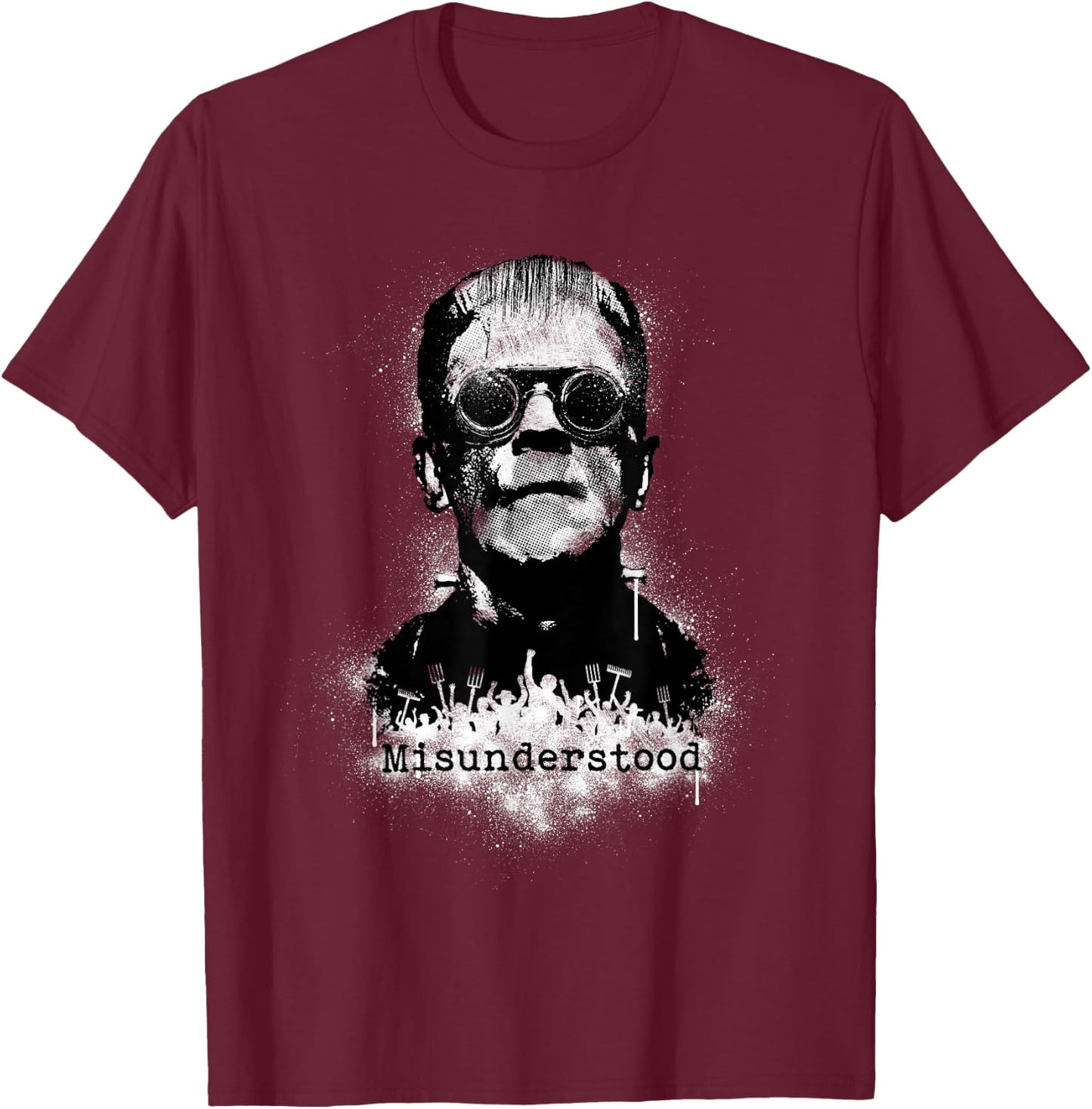 Frankenstein Monster with a Steampunk Twist T-Shirt - T-Shirt | Maroon