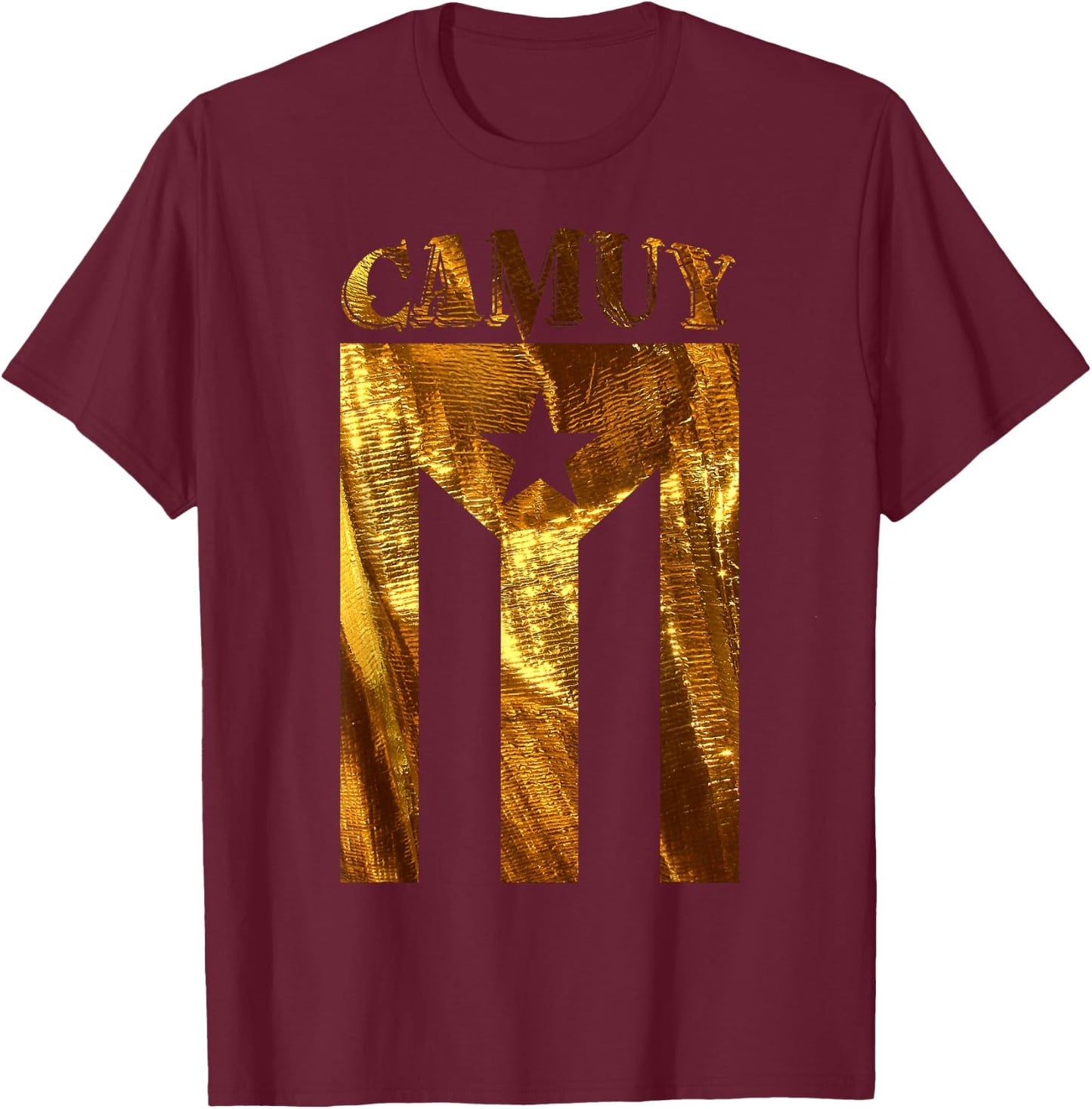 Puerto Rican Camuy Gold Boricua, Puerto Rico Flag Shirt T-Shirt - T-Shirt | Maroon