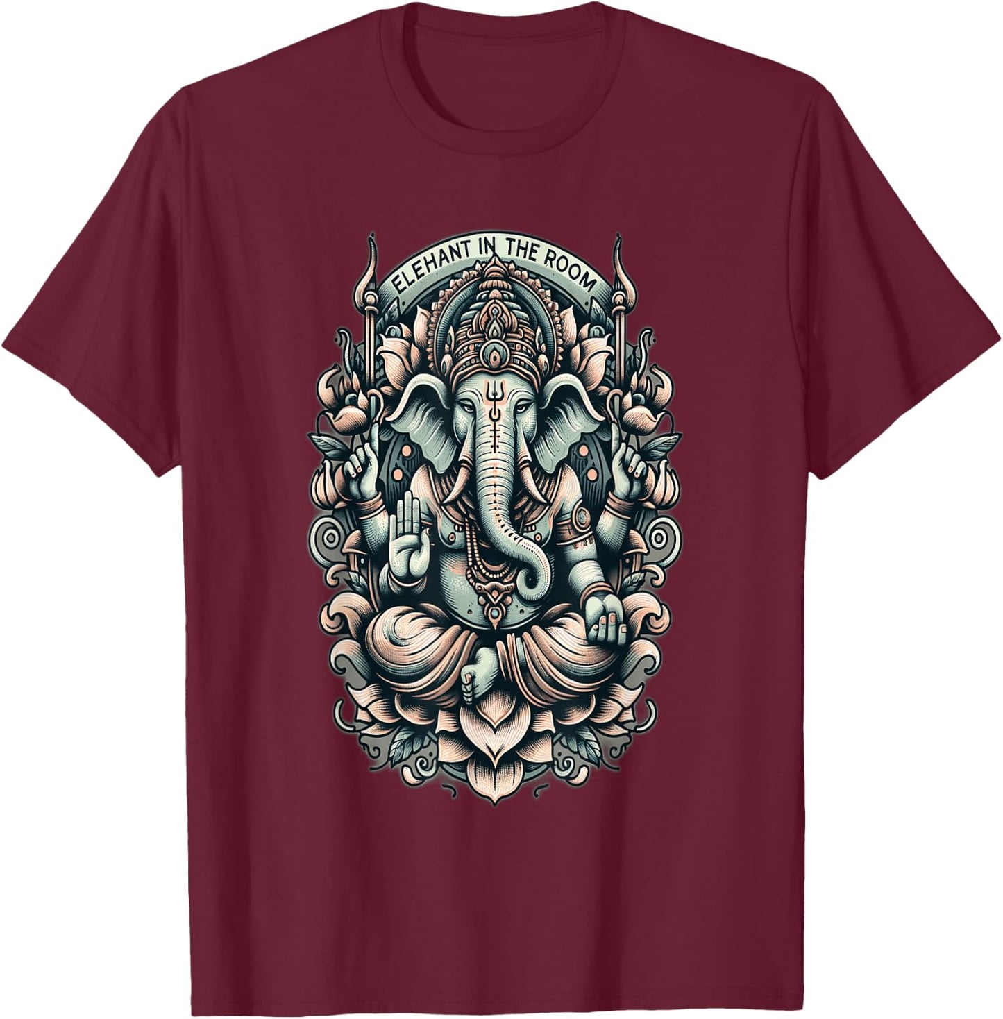 Elephant in the Room Ganesha | Spiritual Hindu Ganesh Indian T-Shirt - T-Shirt | Maroon