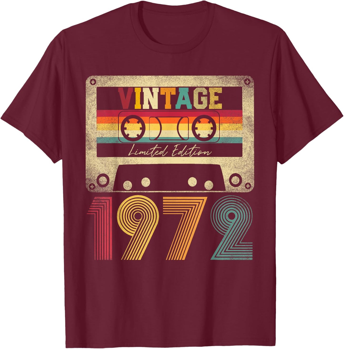 Vintage 1972 53rd Birthday Gift 53 Years Old Limited Edition T-Shirt - T-Shirt | Maroon