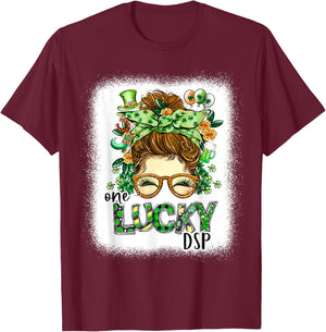 One Lucky DSP Bleached St Patricks Day Women T-Shirt - T-Shirt | Maroon
