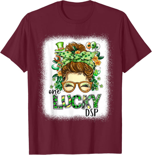 One Lucky DSP Bleached St Patricks Day Women T-Shirt - T-Shirt | Maroon
