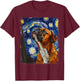 Boxer Dog Starry Night Painting T-Shirt - T-Shirt | Maroon
