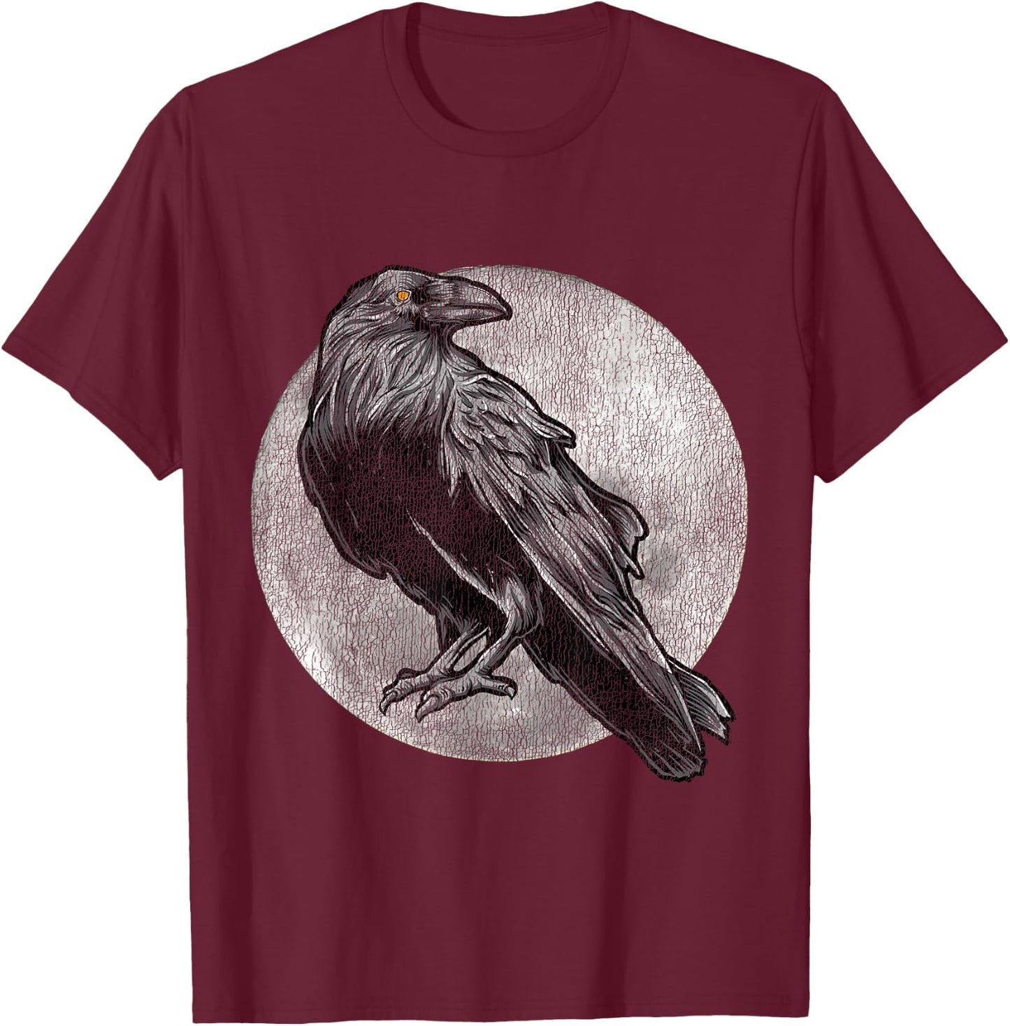 Full Moon Raven Bird Gift Scary Crow T-Shirt - T-Shirt | Maroon