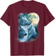 Full Moon 3 White Wolf Wolves Beautiful Icy Animal Women T-Shirt - T-Shirt | Maroon
