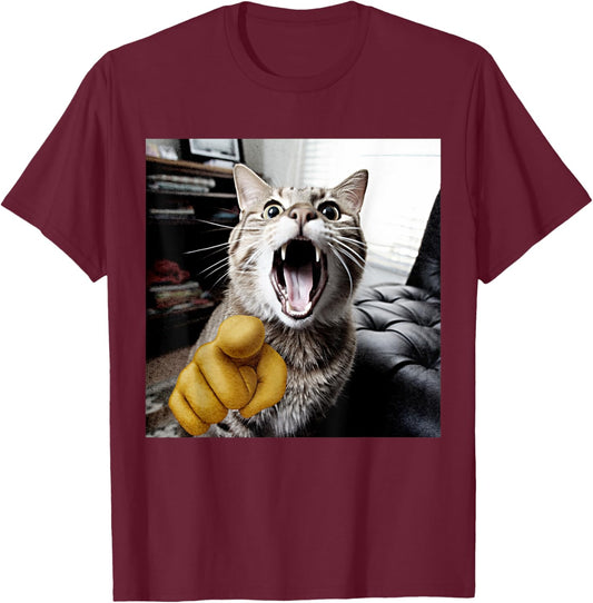 Funny Cat Laughing at You Women Boys Kids Cat Lovers T-Shirt - T-Shirt | Maroon