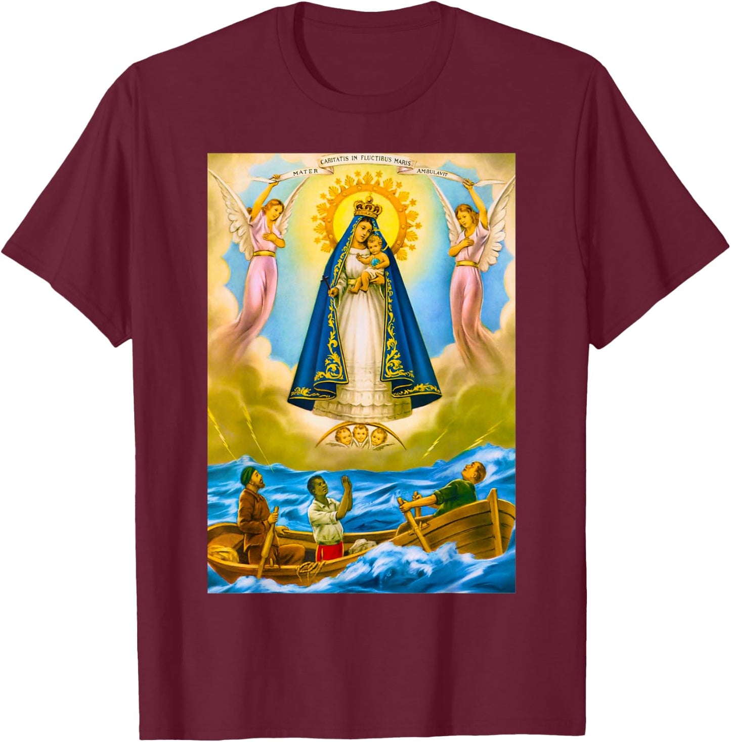 AfroCuban Religious Virgin Caridad del Cobre Cuba Santeria Oshun -Adults Black T-Shirt - T-Shirt | Maroon