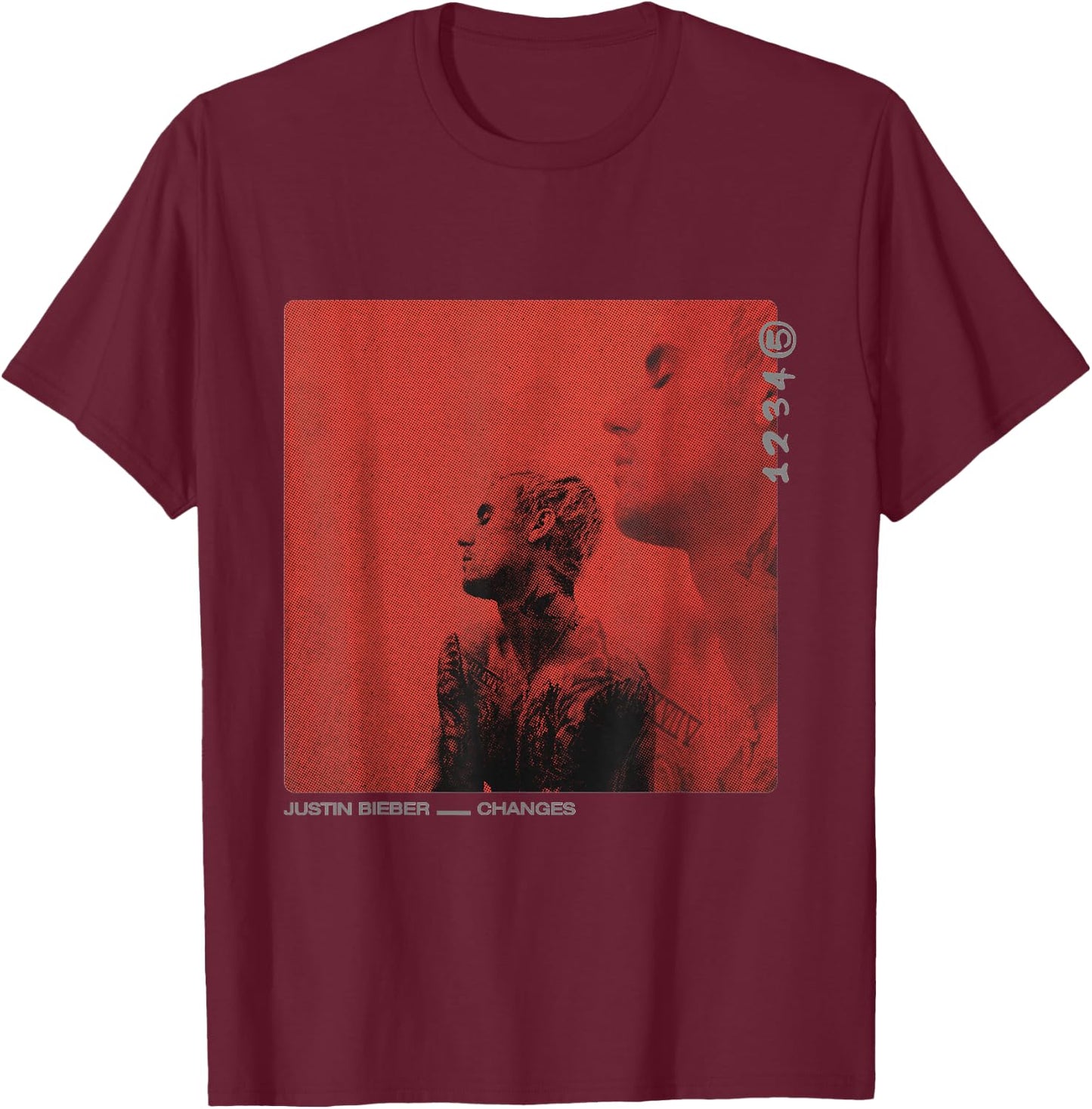 Justin Bieber Red Cover T-Shirt - T-Shirt | Maroon