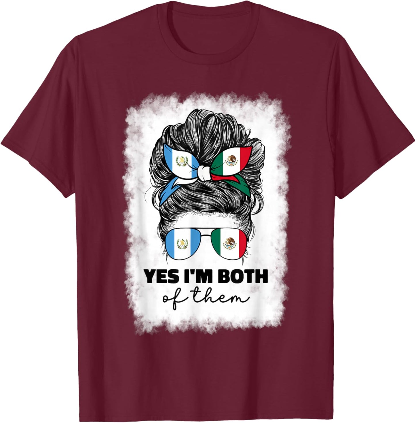 Half Mexican And Guatemalan Mexico Guatemala Flag Girl Women T-Shirt - T-Shirt | Maroon