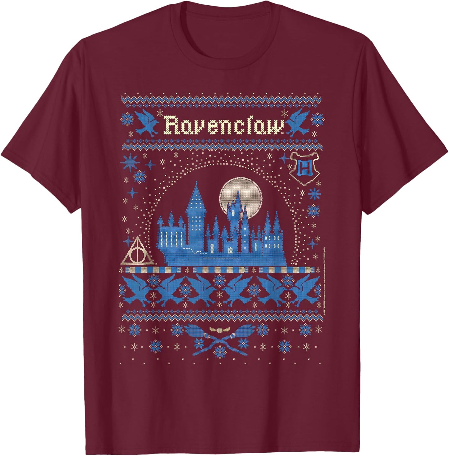 Harry Potter Christmas Ravenclaw Ugly Sweater T-Shirt - T-Shirt | Maroon
