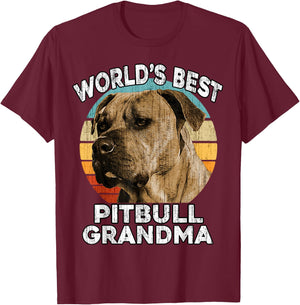 Pit bull Grandma Funny Worlds Best PitBull Grandma Vintage T-Shirt - T-Shirt | Maroon