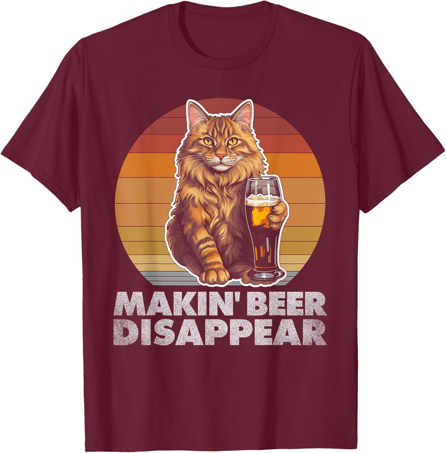 Cat Vintage Funny IPA Beer Drinking Retro Men Dad Mom Women T-Shirt - T-Shirt | Maroon