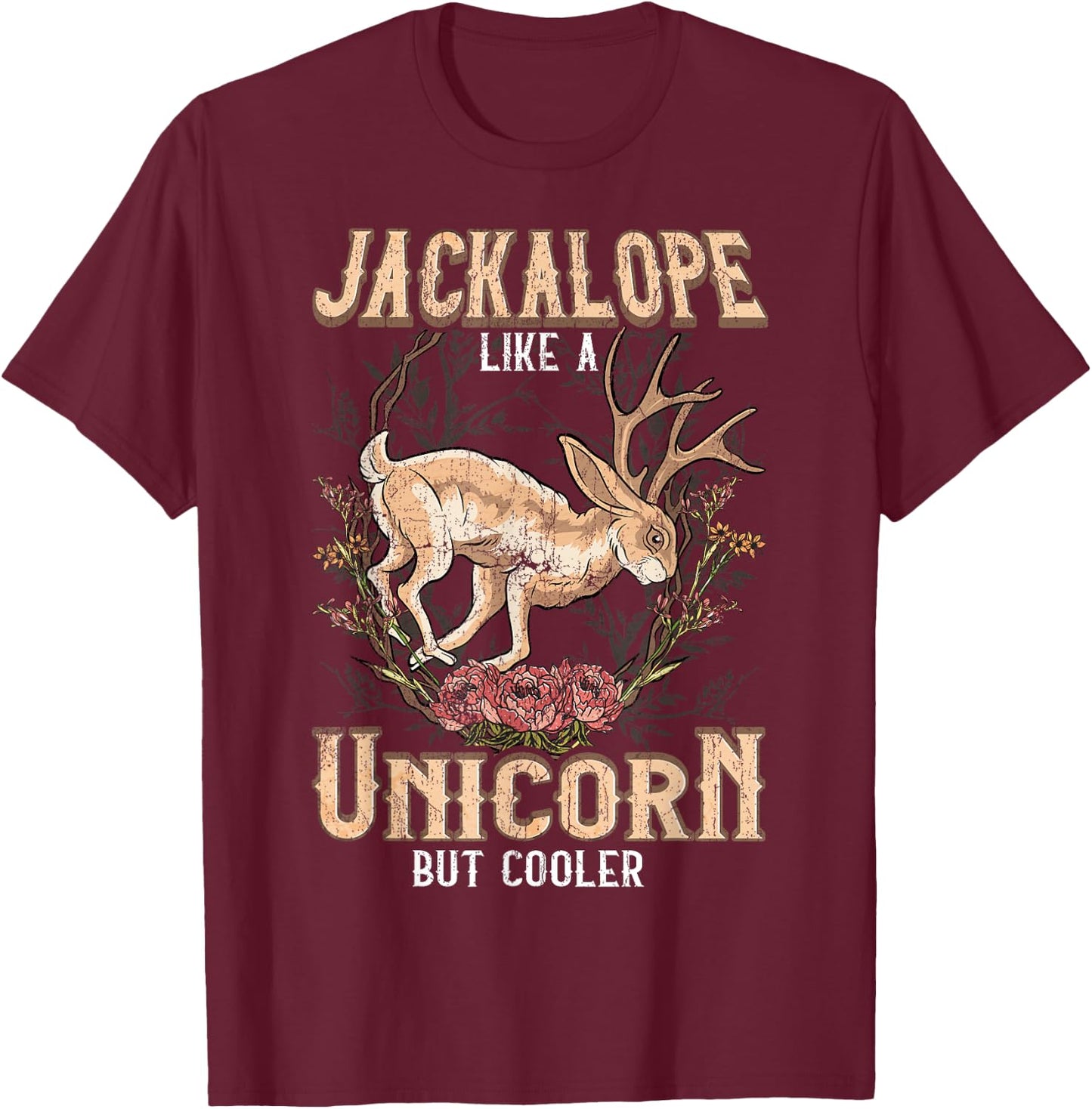 Cryptozoology Vintage Retro Spirit Jackalope Xmas Gift T-Shirt - T-Shirt | Maroon