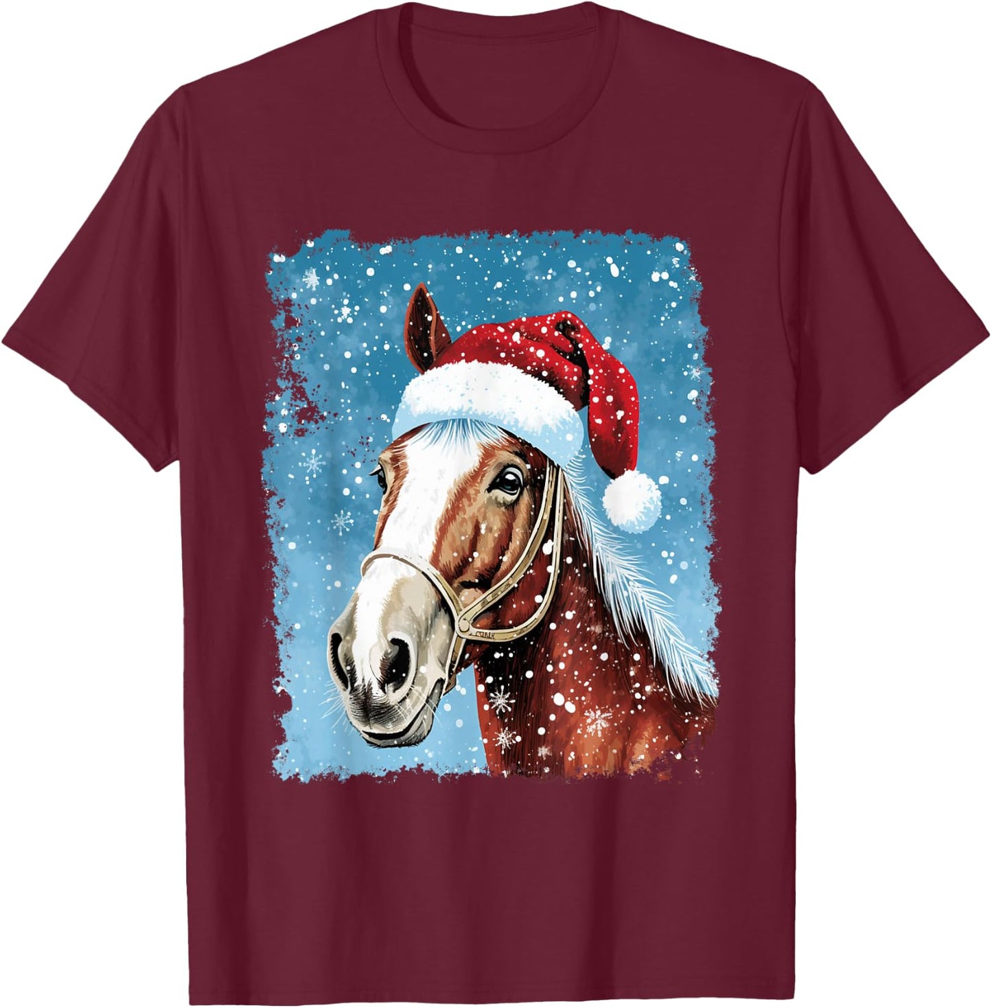 Christmas Farmer Animal Horse T-Shirt - T-Shirt | Maroon