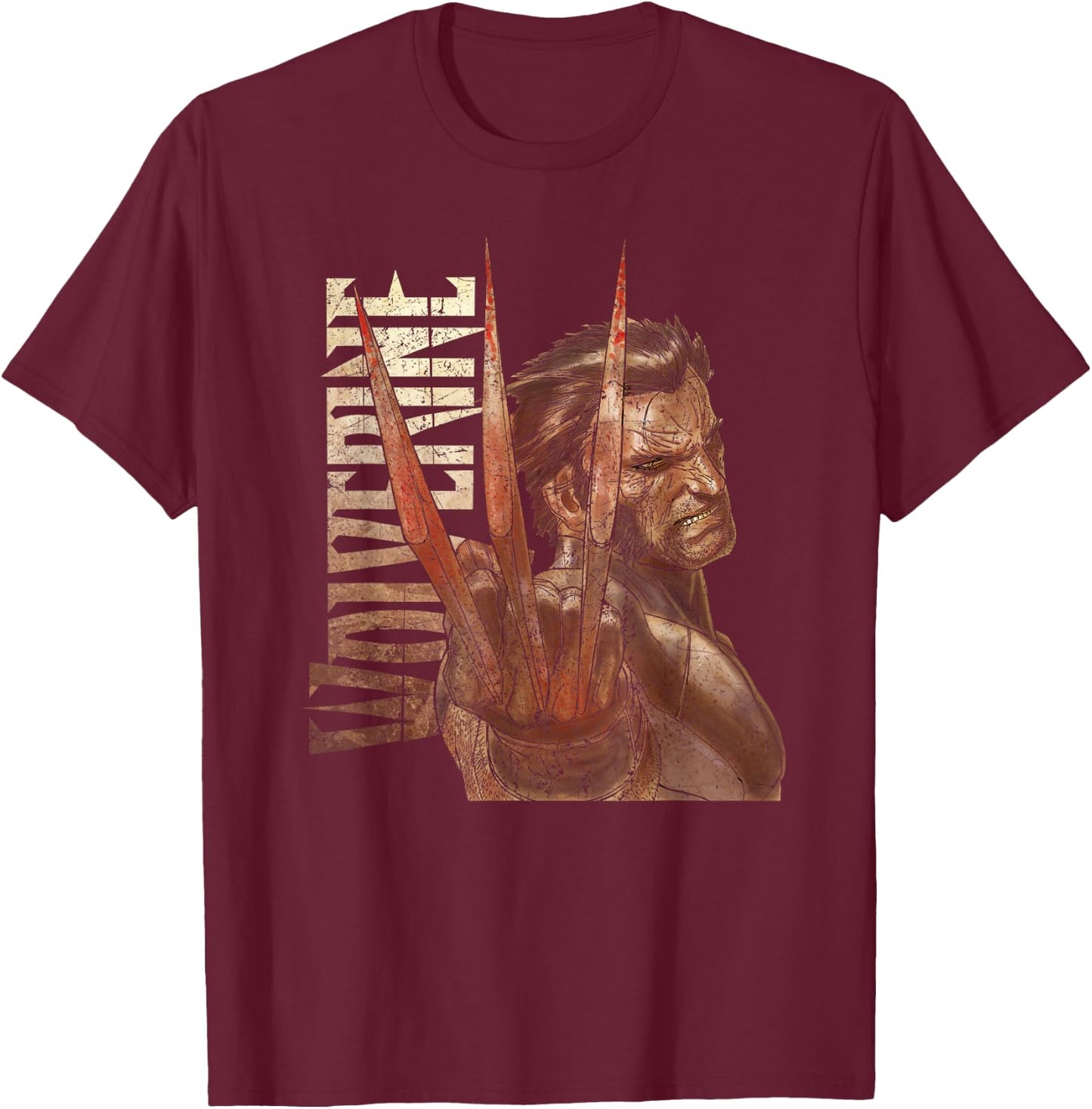 Marvel X-Men Wolverine Three Claws T-Shirt - T-Shirt | Maroon