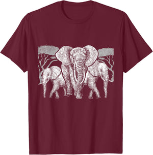 Elephant Family Africa Safari Animal Keeper Gift Elephant T-Shirt - T-Shirt | Maroon