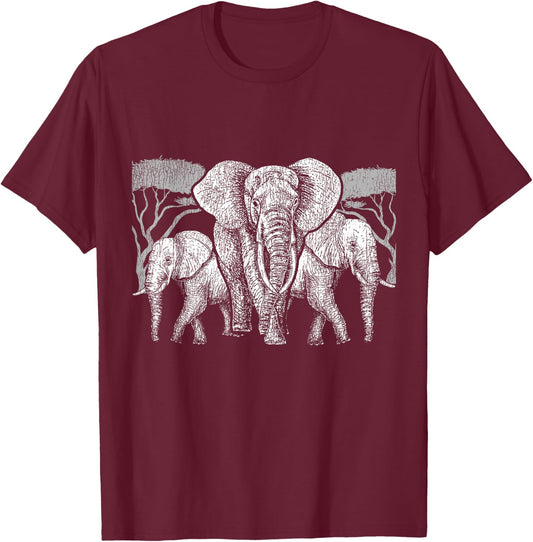 Elephant Family Africa Safari Animal Keeper Gift Elephant T-Shirt - T-Shirt | Maroon