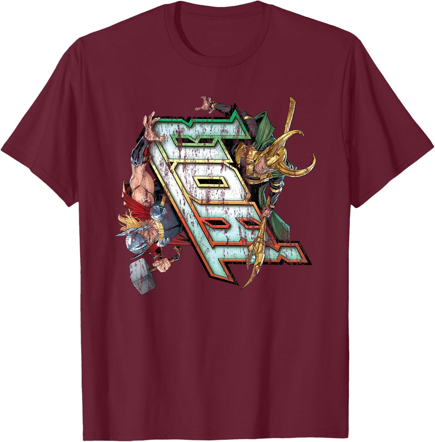 Marvel Thor vs. Loki Comic Book T-Shirt - T-Shirt | Maroon