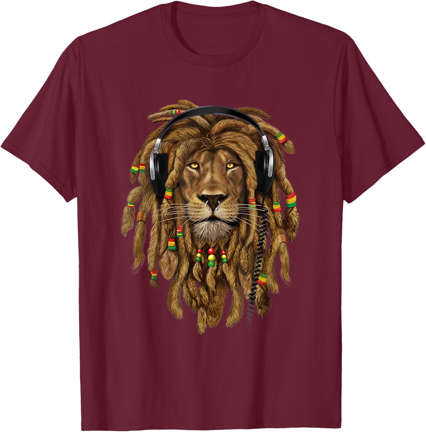 Lion Of Judah, Judah Lion, Lion Dreadlocks, Rasta Lion Shirt T-Shirt - T-Shirt | Maroon