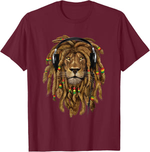 Lion Of Judah, Judah Lion, Lion Dreadlocks, Rasta Lion Shirt T-Shirt - T-Shirt | Maroon