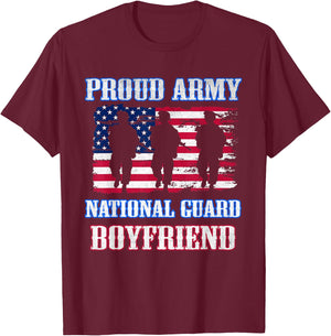 Proud Army National Guard Boyfriend Vintage Military Army T-Shirt - T-Shirt | Maroon