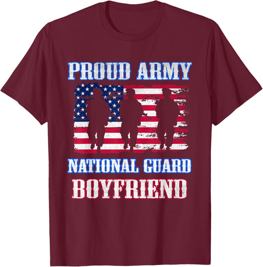 Proud Army National Guard Boyfriend Vintage Military Army T-Shirt - T-Shirt | Maroon